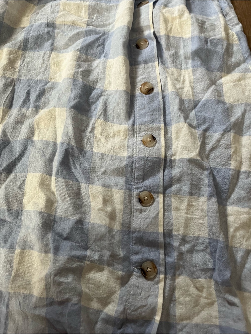 Madewell Light Blue Gingham Midi 2 piece with Button Front - Picture 3 of 7